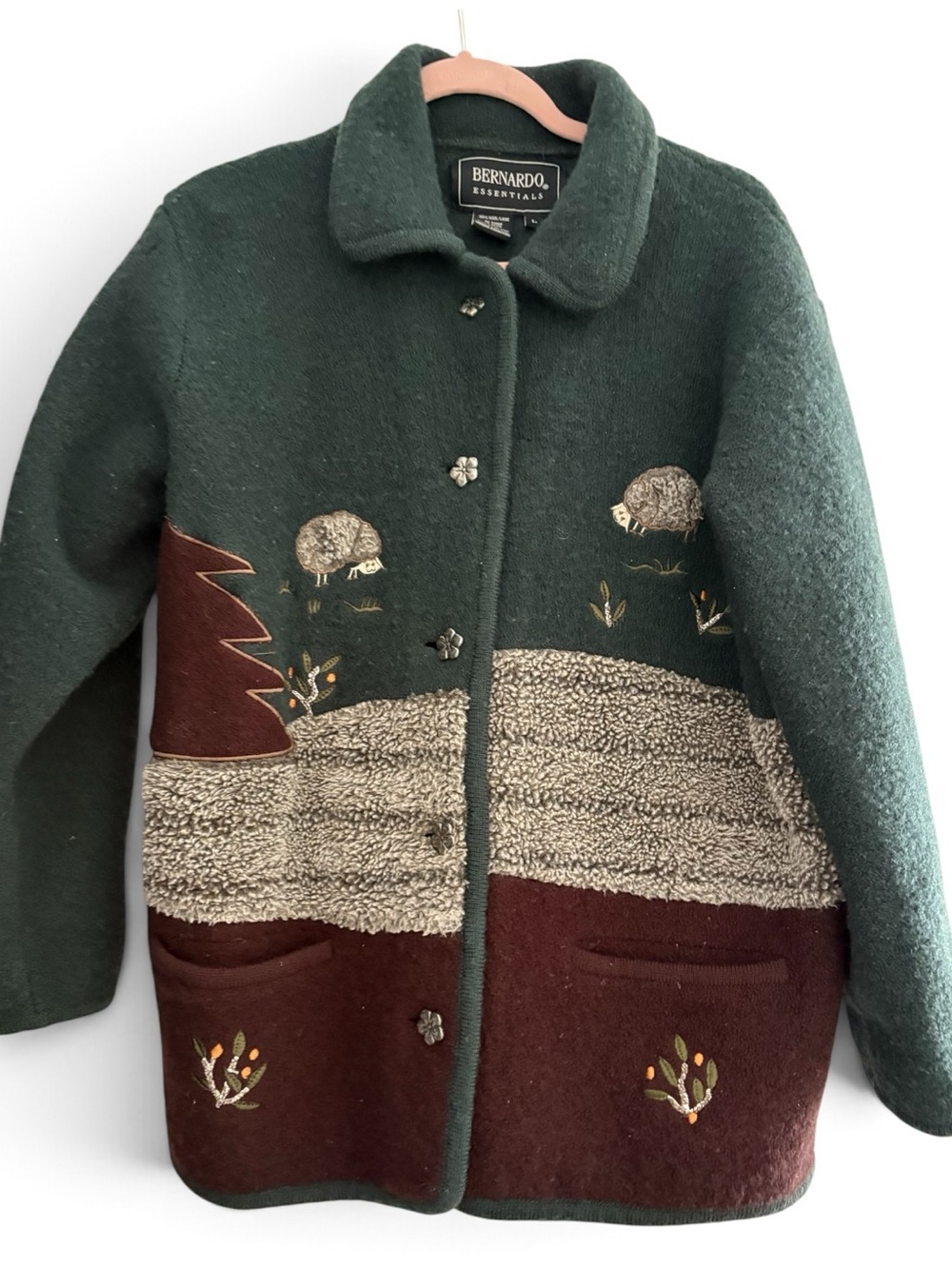 VTG Cottagecore Wool Jacket Sheep Landscape Bernardo Essentials